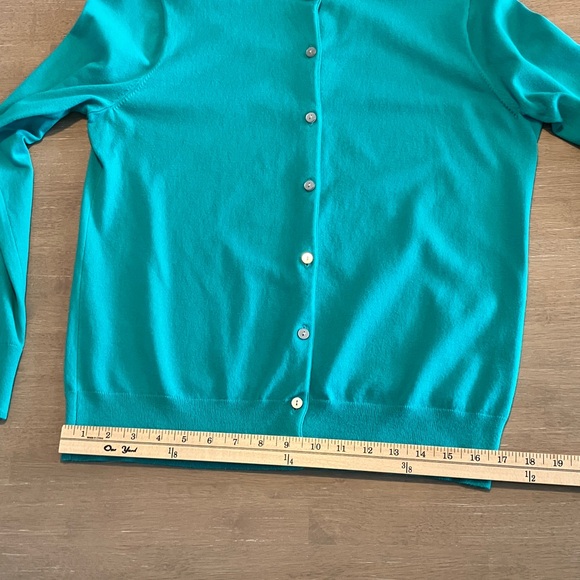 Lands' End Twin Set Teal Cardigan Sweater Size M and Teal Tee Size Large - Picture 8 of 14